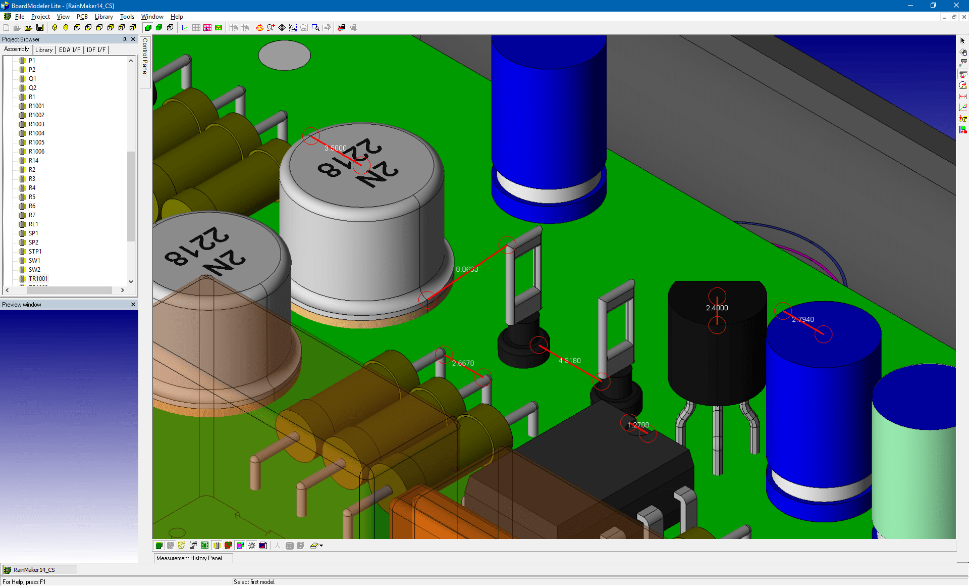 3D Promotion pcb design software cadstar board modeler lite radius distance measure