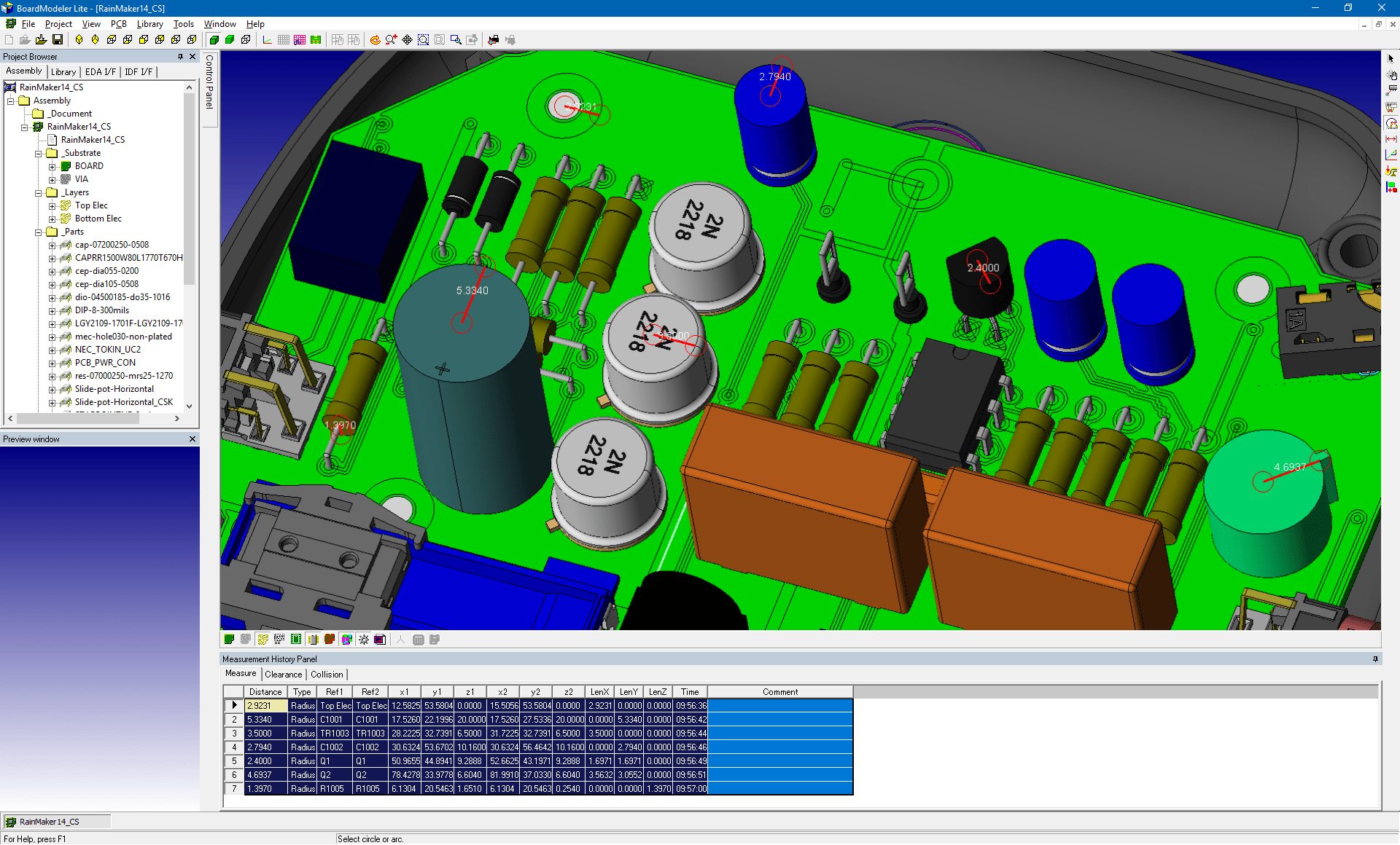 3D Promotion pcb design software cadstar board modeler lite radius measure