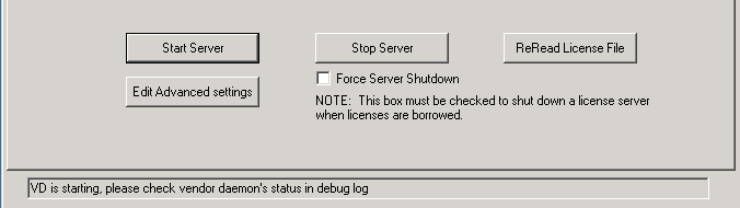 VD is starting, please check vendor daemon‘s status in debug log
