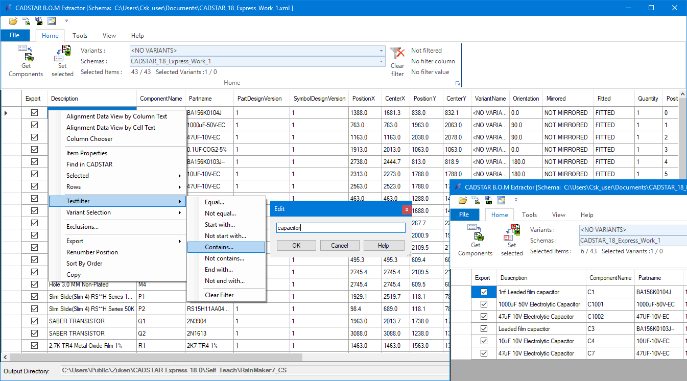 ecad  report  export  BOM  Extractor  Textfilter